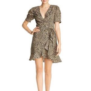 Bloomingdales Aqua Leopard Print Wrap Dress M